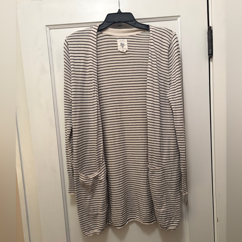 Billabong white w/ black stripes cardigan